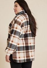 Plus Size Favorite Sherpa Zip Up Jacket, NEUTRAL COMBO, small