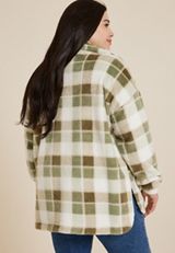 Plus Size Favorite Sherpa Zip Up Jacket, GREEN COMBO, small