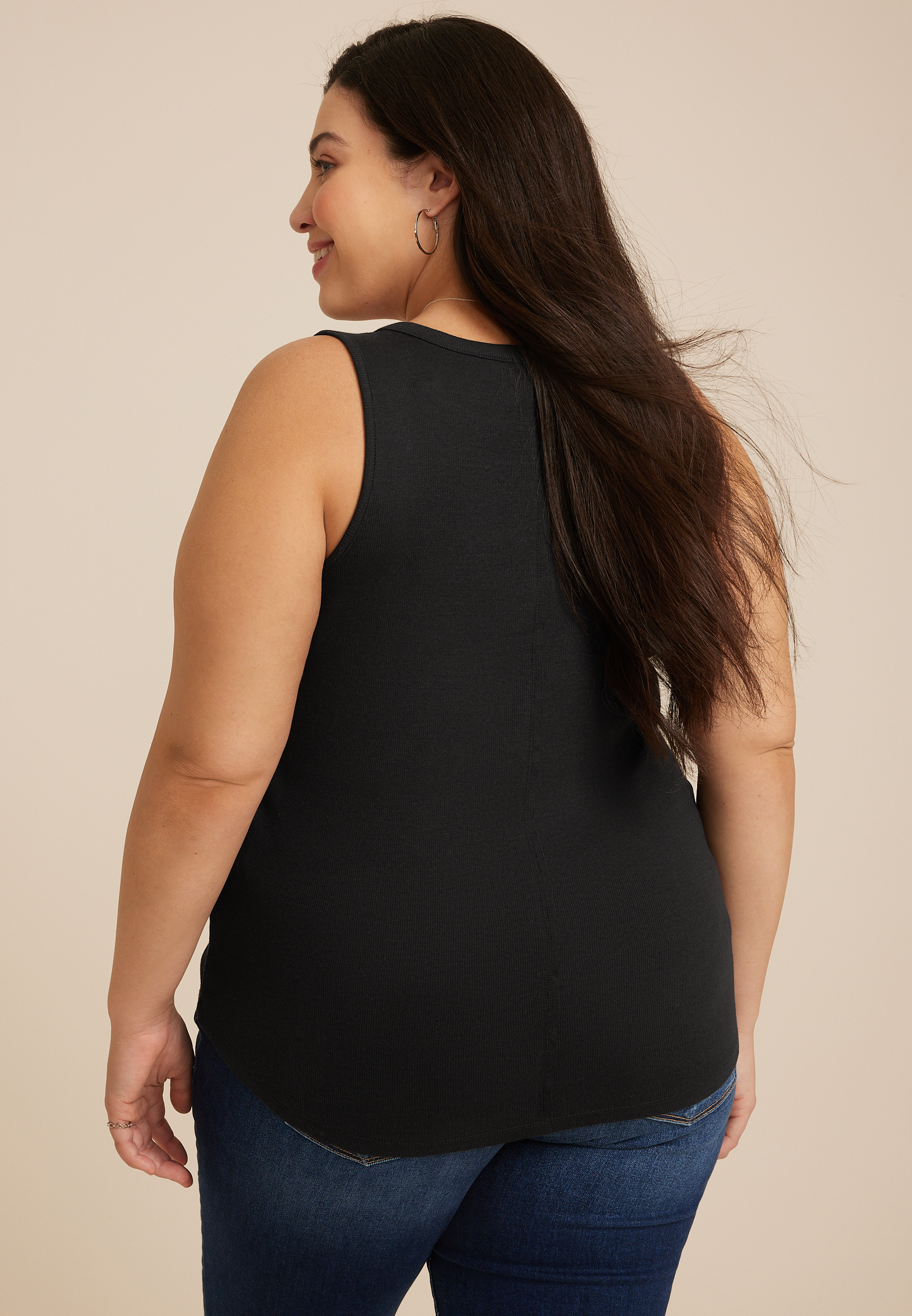 Plus Henley Tank Top
