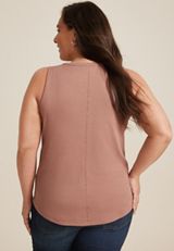Plus Size Henley Tank Top, C5214, small