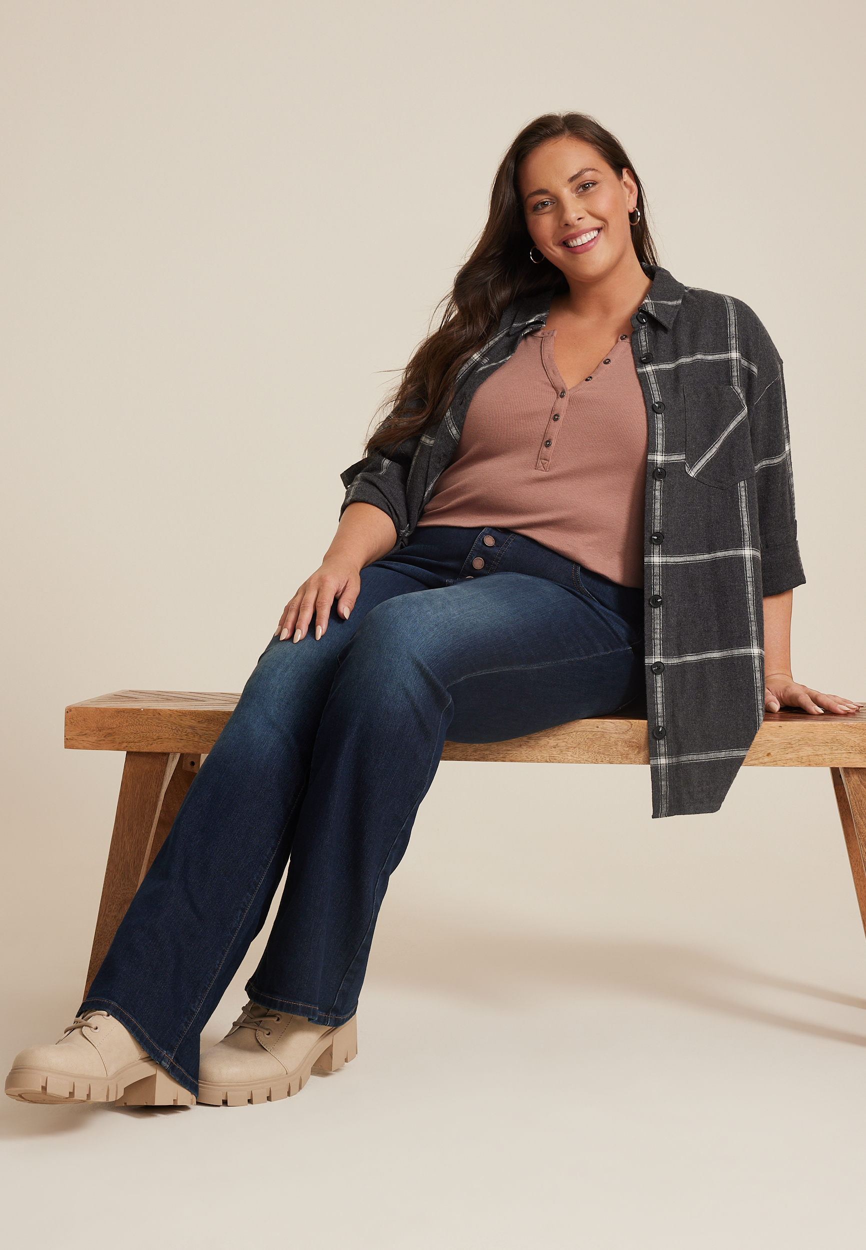 Plus Size Henley Tank Top, C5214, large