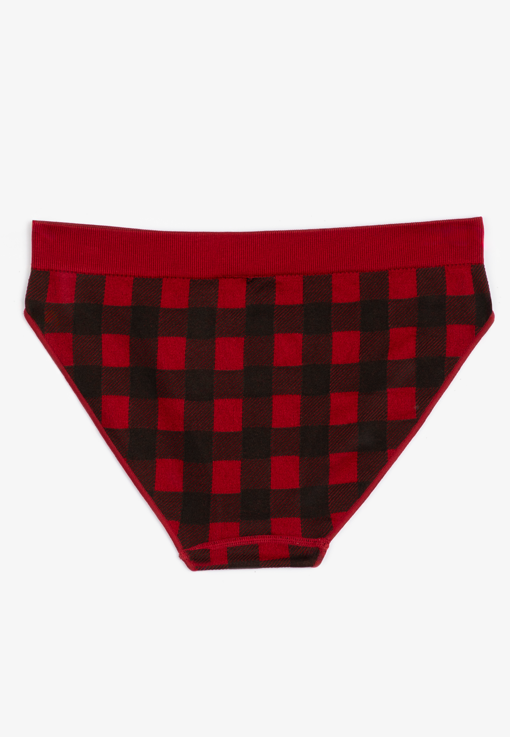 True Stretch Seamless Buffalo Plaid Bikini Panty, REBEL RED COMBO, large