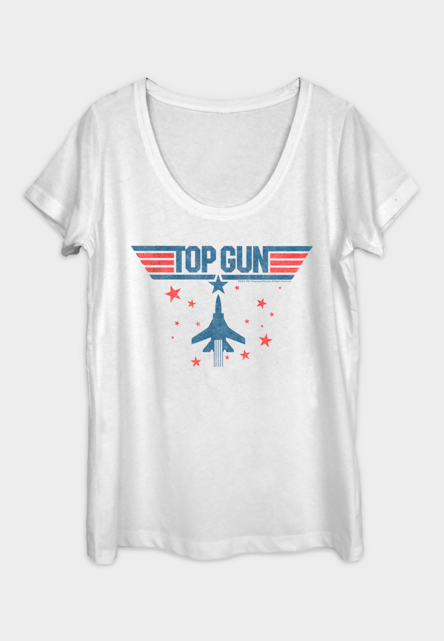 Fifth Sun Top Gun Fighter Jet And Stars Logo Graphic Tee