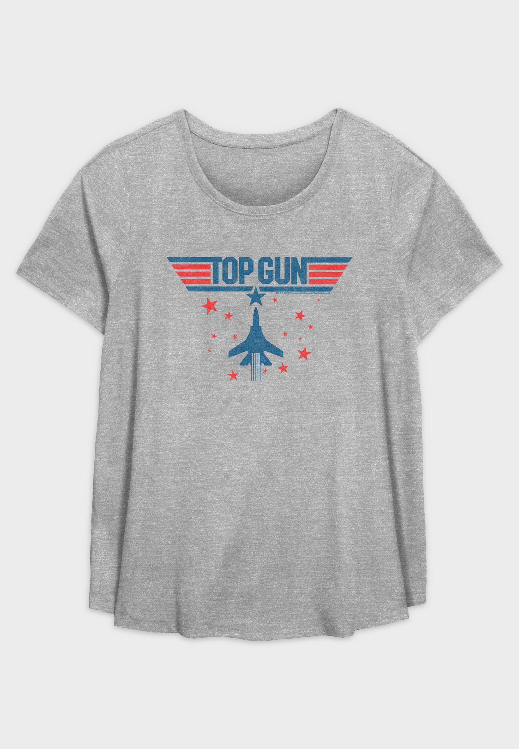 Fifth Sun Plus Top Gun Fighter Jet And Stars Logo Graphic Tee