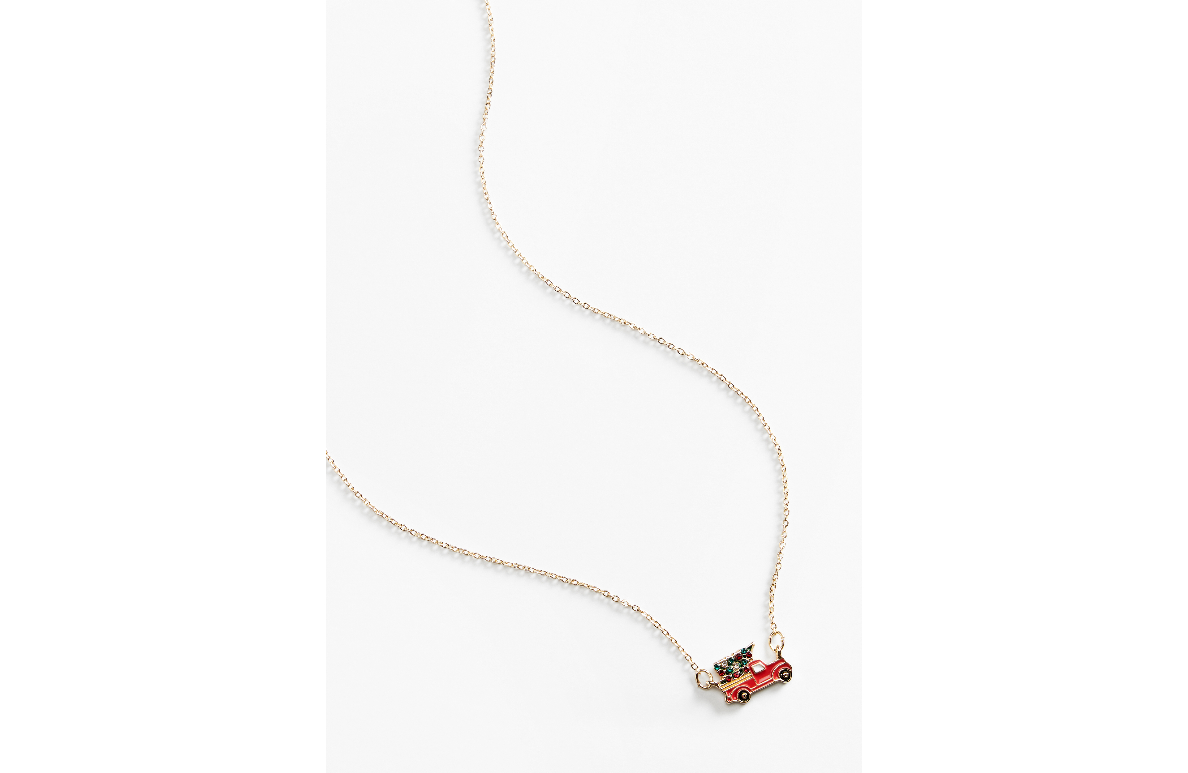 Dainty Holiday Red Truck Necklace