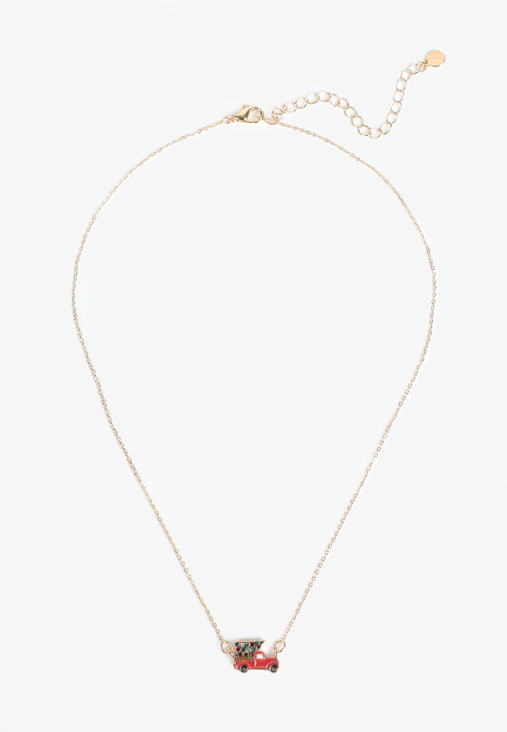 Dainty Holiday Red Truck Necklace, C1524, large