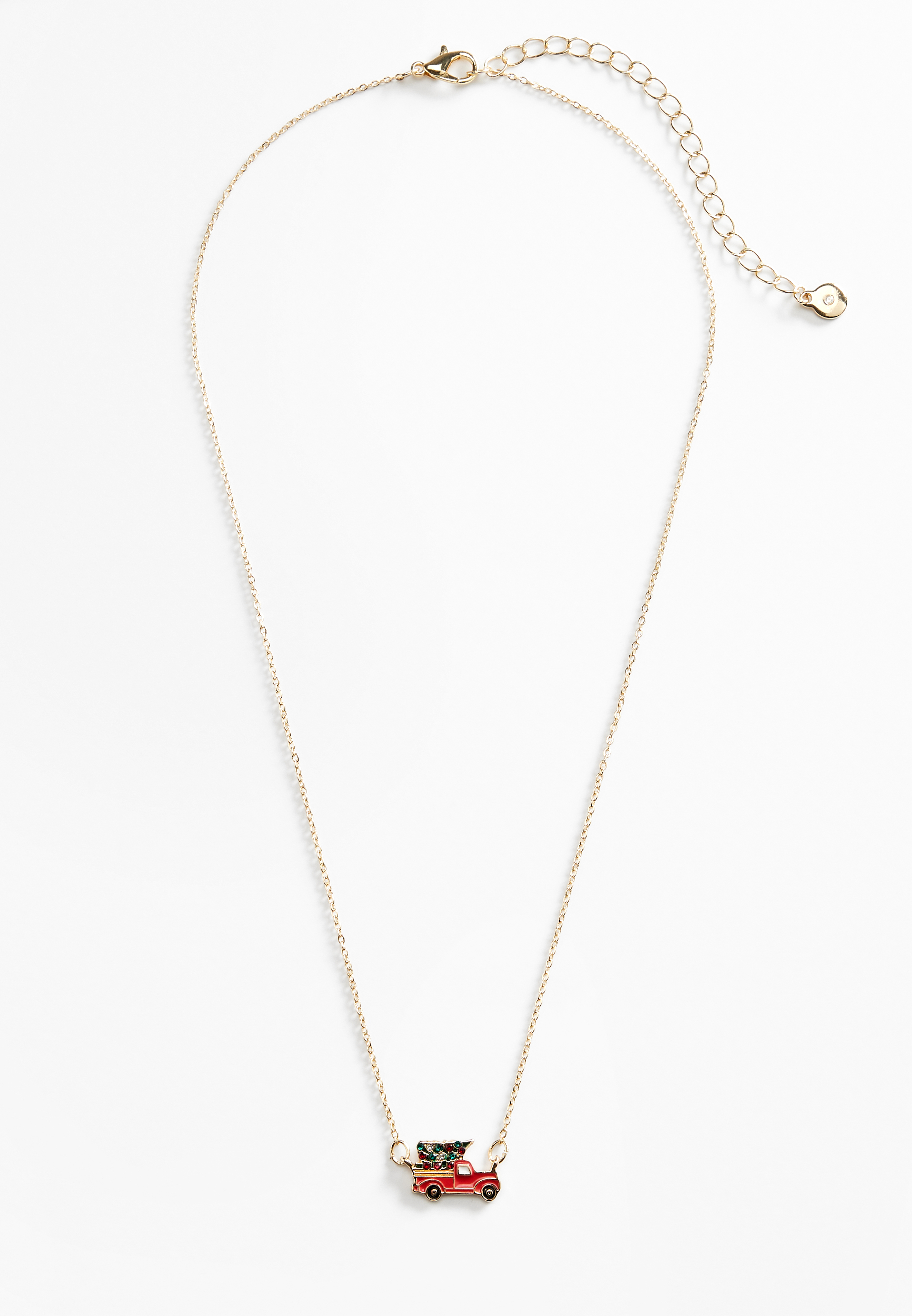 Dainty Holiday Red Truck Necklace, C1524, large