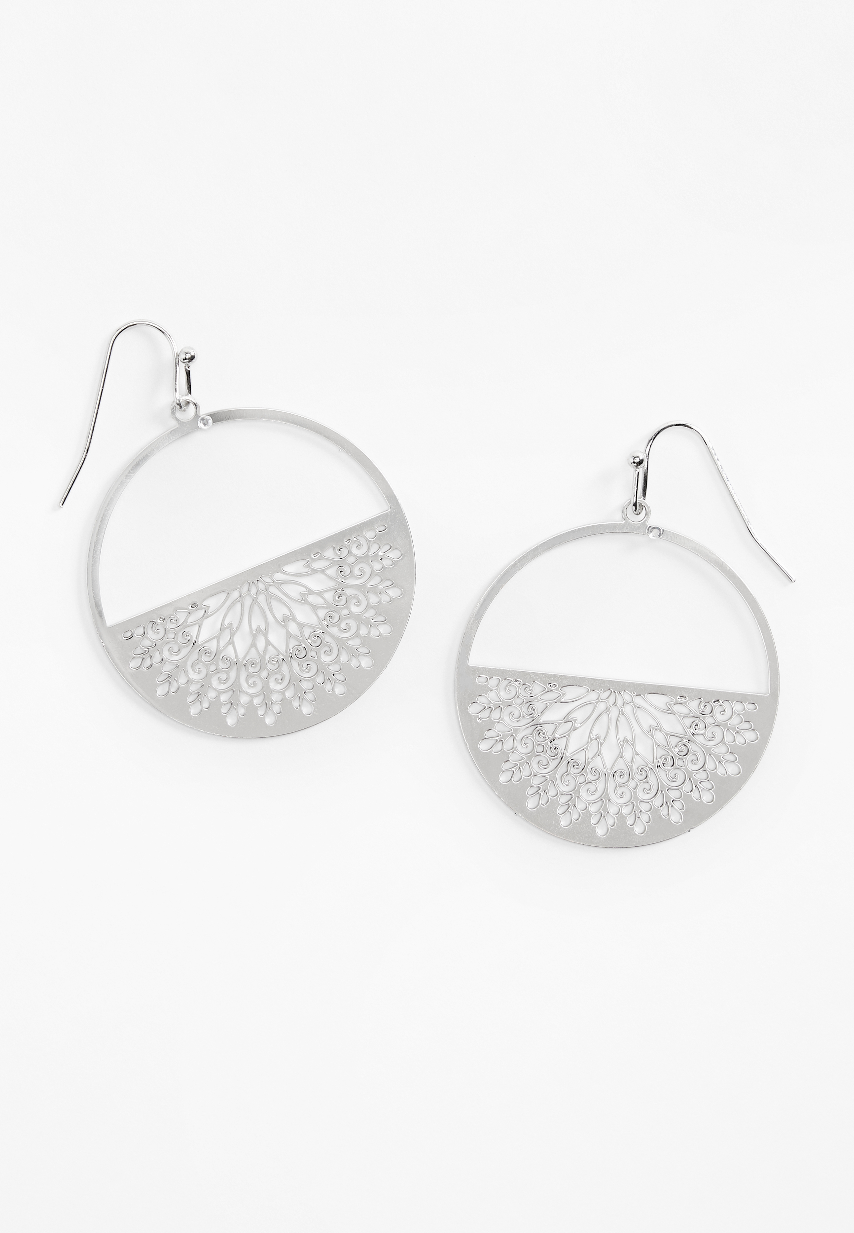 Half Circle Filigree Drop Earrings