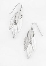 Silver Leaf Cluster Drop Earrings, C431, small