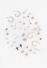 20 Pack Mixed Metal Earring Set, C1524, small