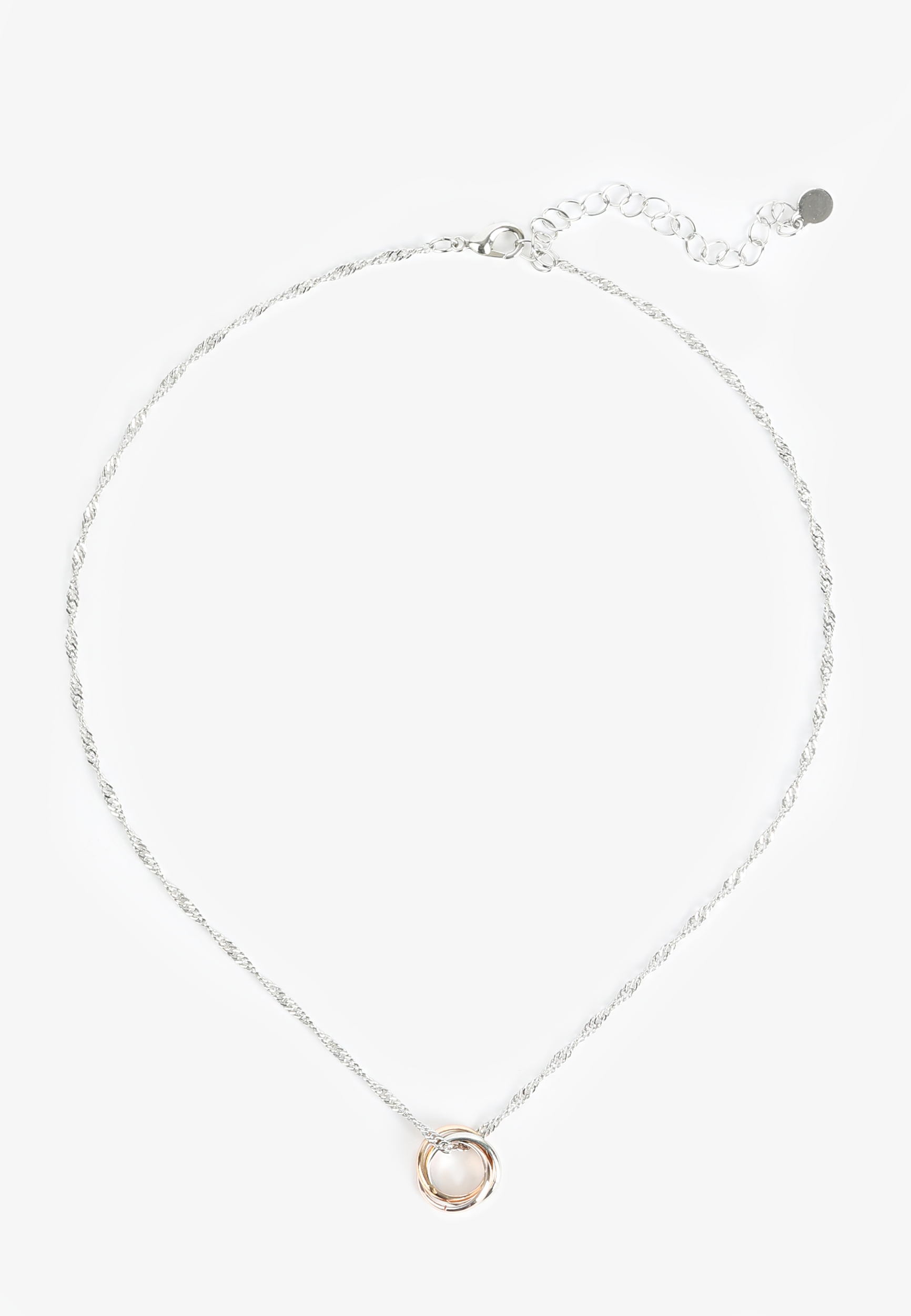 Mixed Metal Interlocking Circles Necklace, MULTI, large