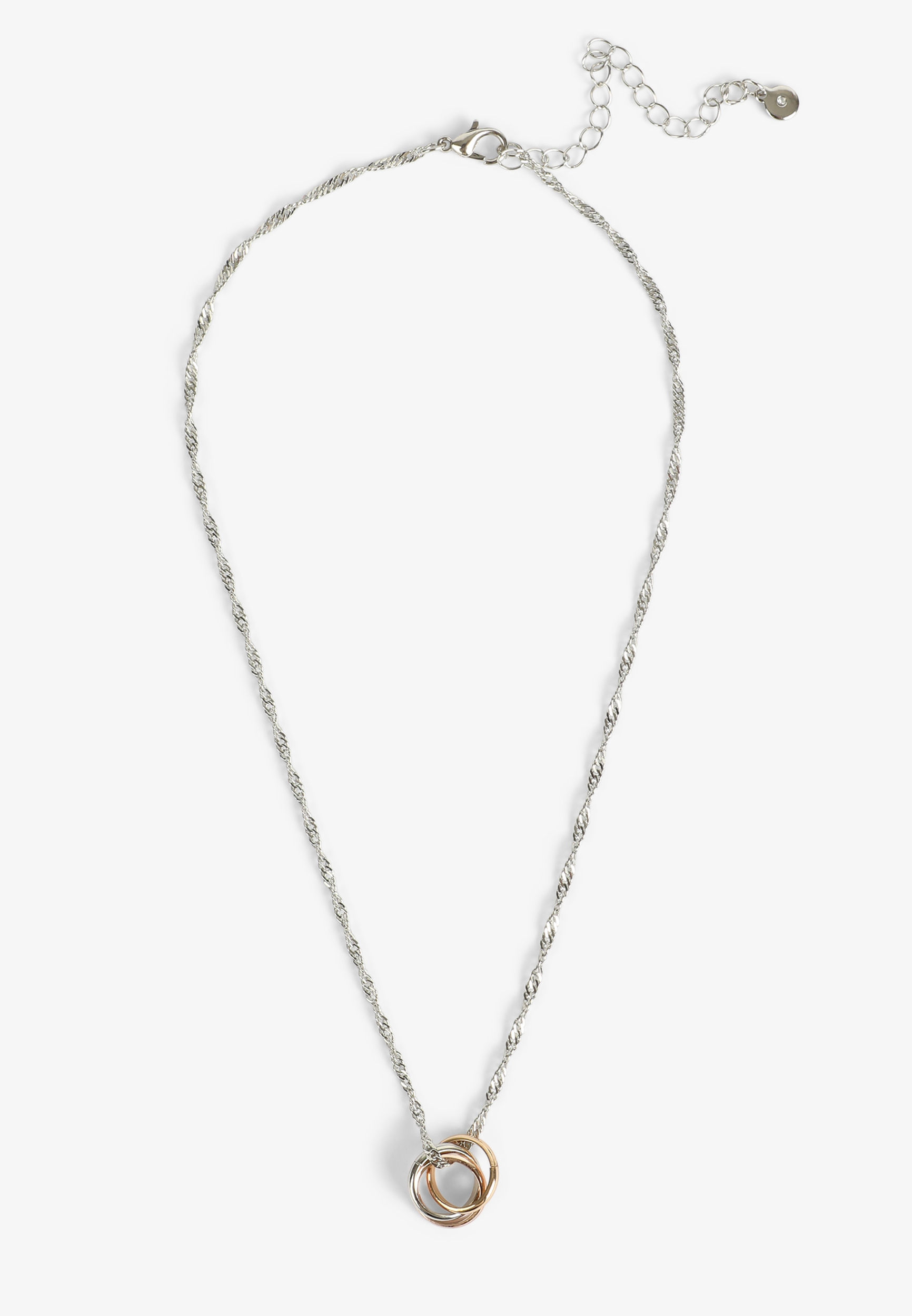 Mixed Metal Interlocking Circles Necklace, MULTI, large