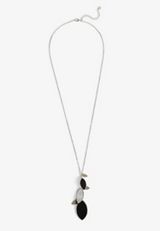 Black And Silver Leaf Pendant Necklace, C106, small