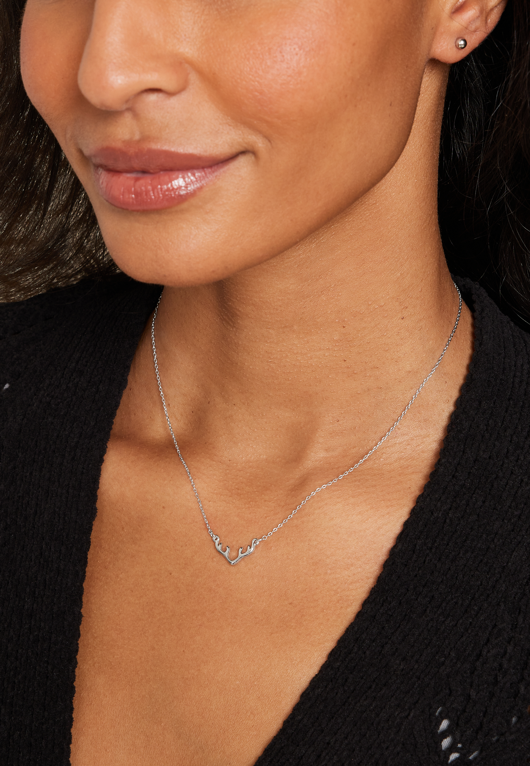 Dainty Silver Antler Necklace, C431, large