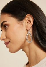 Silver Hammered Double Teardrop Earrings, C431, small