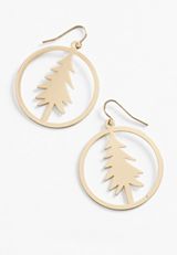 Gold Tree Drop Earrings, C605, small