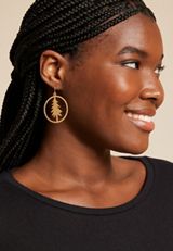 Gold Tree Drop Earrings, C605, small