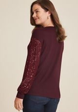Sequin Sleeve Drop Shoulder Blouse, C1656, small
