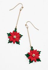 Red Poinsettia Drop Earrings, RED, small