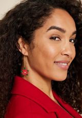 Red Poinsettia Drop Earrings, RED, small