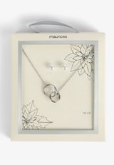 Silver Pearl Necklace And Earring Box Set, C431, small