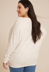 Plus Size 24/7 Dakota V Neck Dolman Top, NATURAL, small