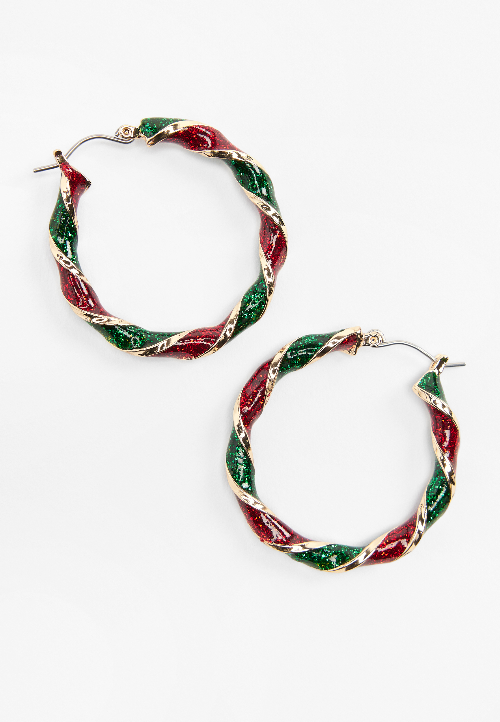 Red And Green Twist Hoop Earrings