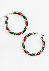 Red And Green Twist Hoop Earrings, C1524, small