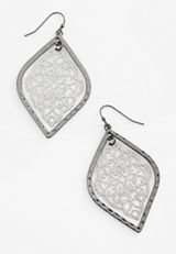 Silver And Hematite Filigree Drop Earrings, C431, small