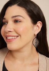 Silver And Hematite Filigree Drop Earrings, C431, small