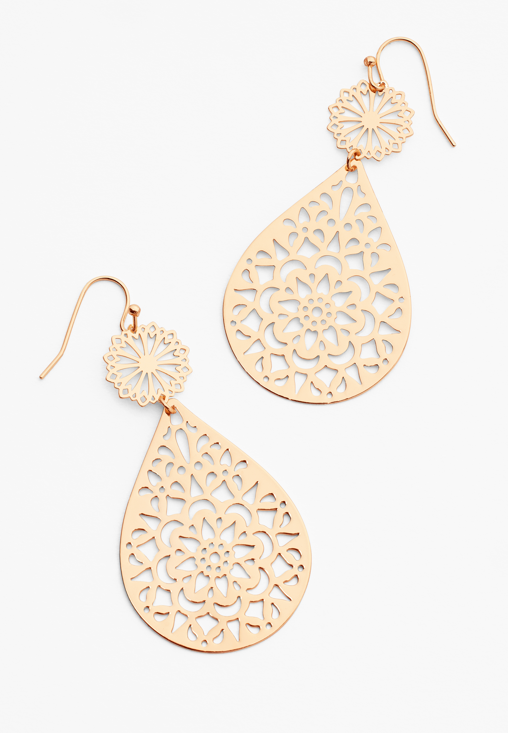 Gold Filigree Teardrop Earrings