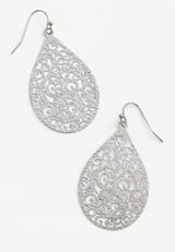 Silver Textured Filigree Teardrop Earrings, C431, small