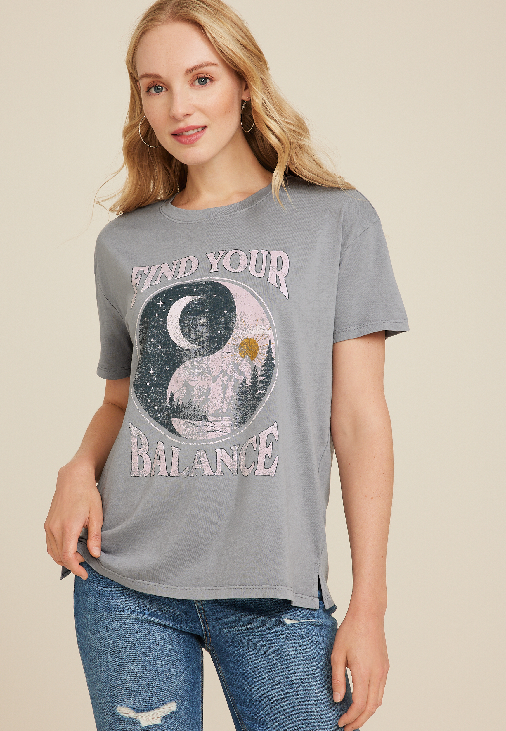 Find Your Balance Oversized Fit Graphic Tee