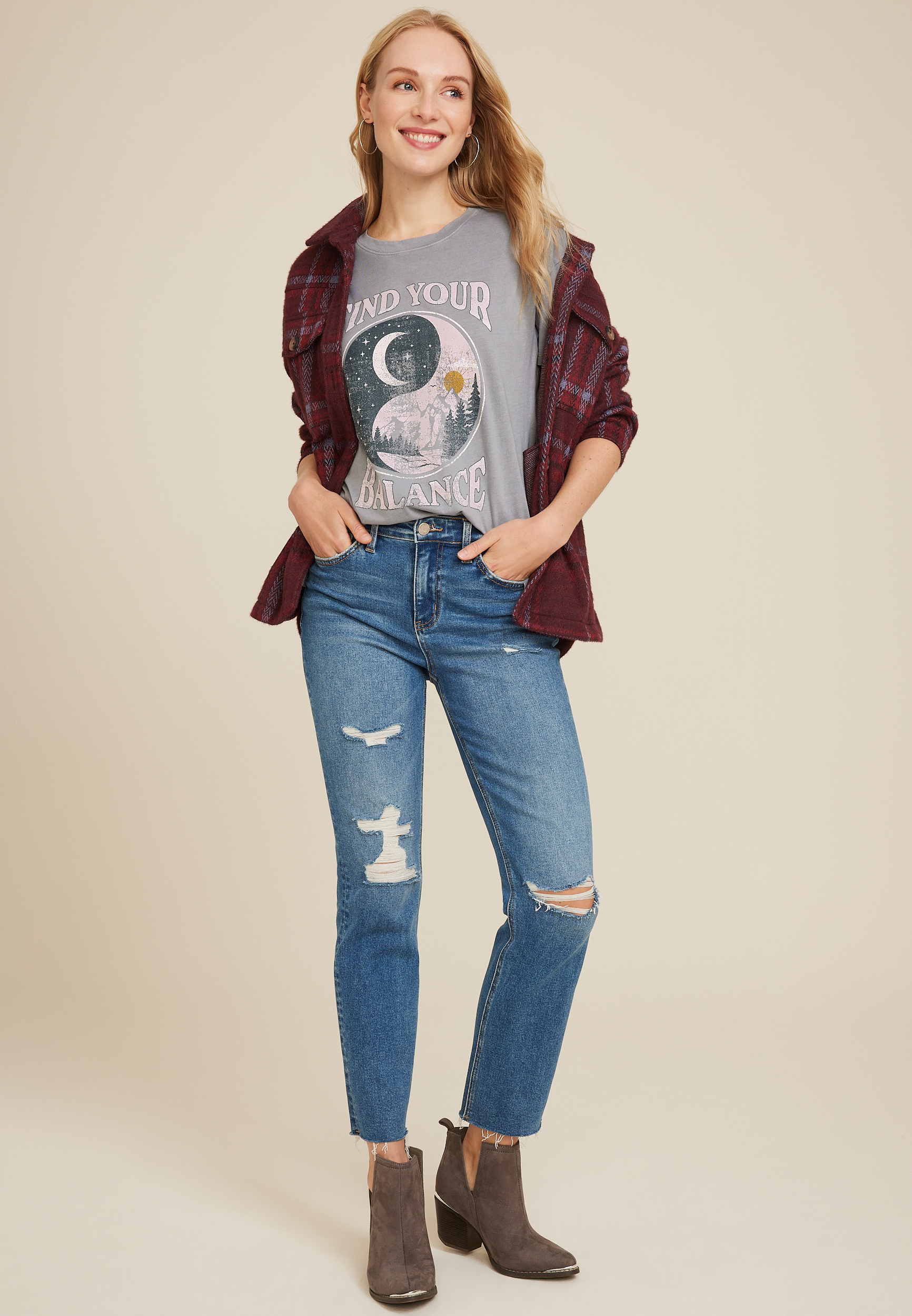 Find Your Balance Oversized Fit Graphic Tee, C4656, large