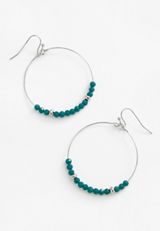 Blue Beaded Hoop Earrings, BLUE, small