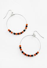 Black And Orange Beaded Hoop Earrings, C250, small