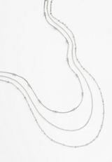 Silver Dainty Triple Layered Necklace, , small