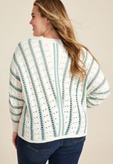 Plus Size Chevron Stripe Dolman Sweater, C3986, small