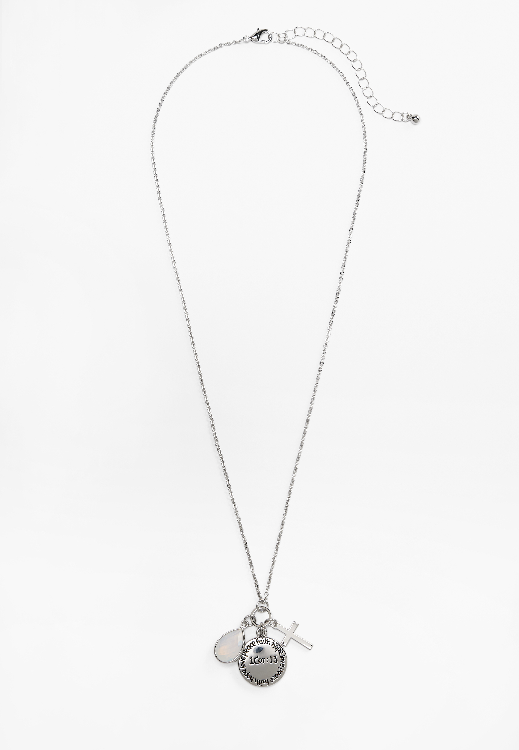 1 Corinthians 13 Cluster Pendant Necklace, SILVER, large