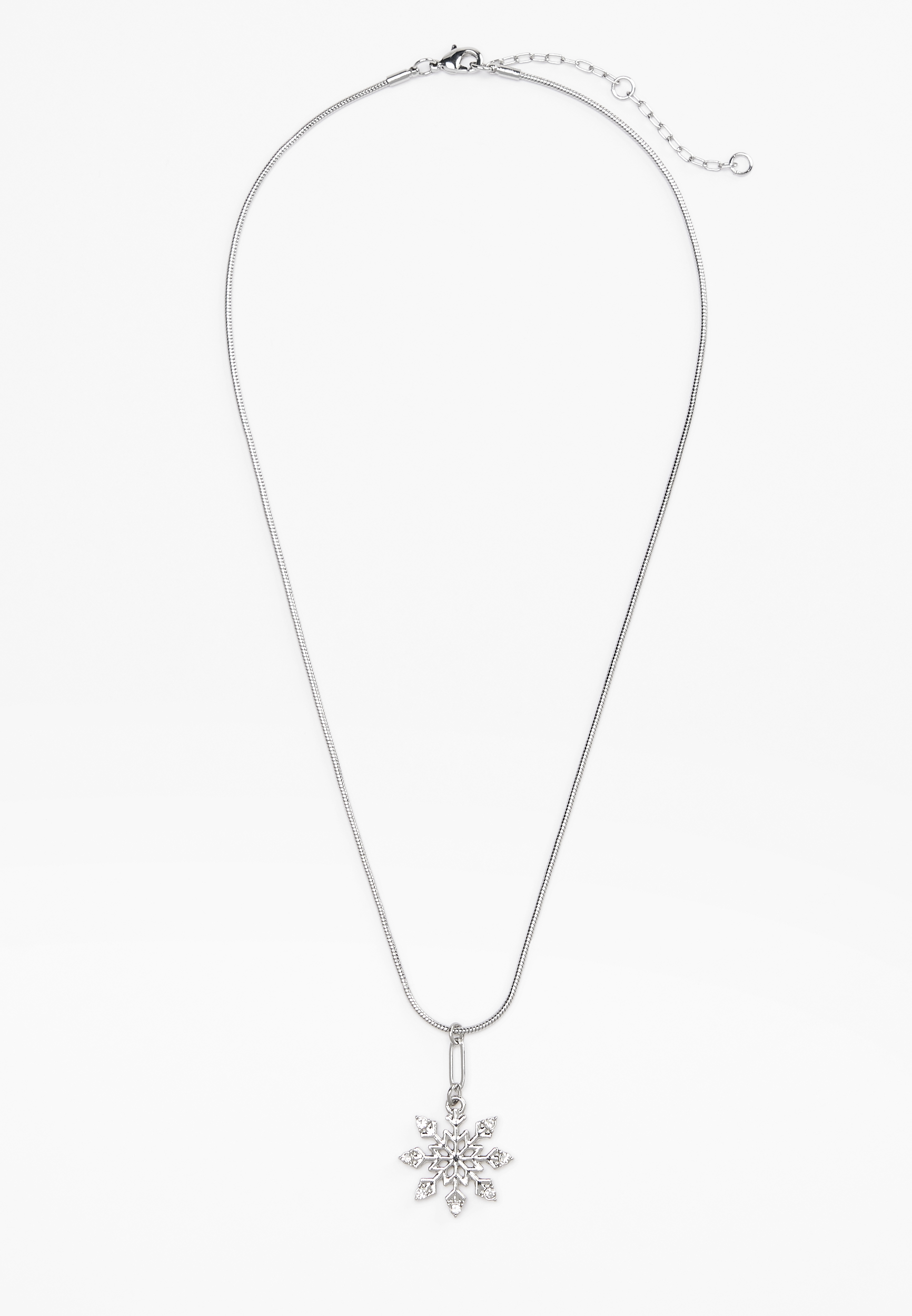 Silver Snowflake Pendant Necklace, C431, large