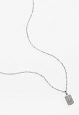 Silver Snowflake Dog Tag Pendant Necklace, C605, small