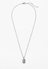 Silver Snowflake Dog Tag Pendant Necklace, C605, small
