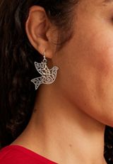 Silver Dove Laser Cut Drop Earrings, SILVER, small