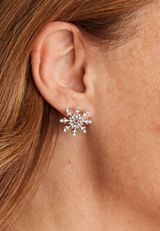 Silver Snowflake Stud Earrings, SILVER, small