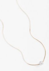 Faux Pearl Snake Chain Necklace, , small
