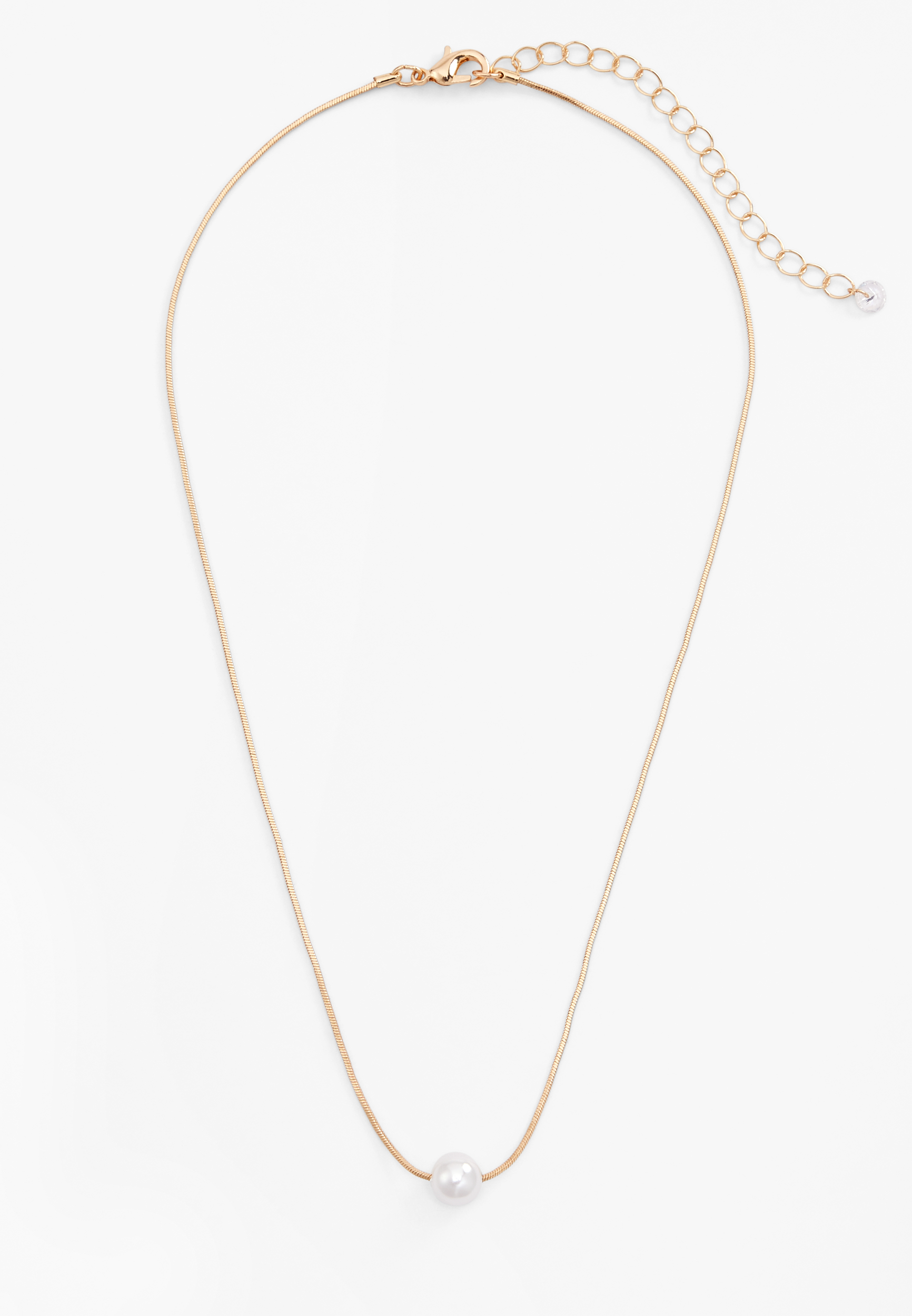 Faux Pearl Snake Chain Necklace, , large