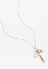 Gold Believe Charm Necklace, GOLD, small