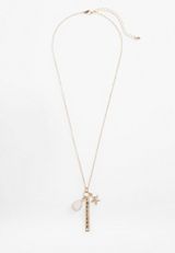 Gold Believe Charm Necklace, GOLD, small