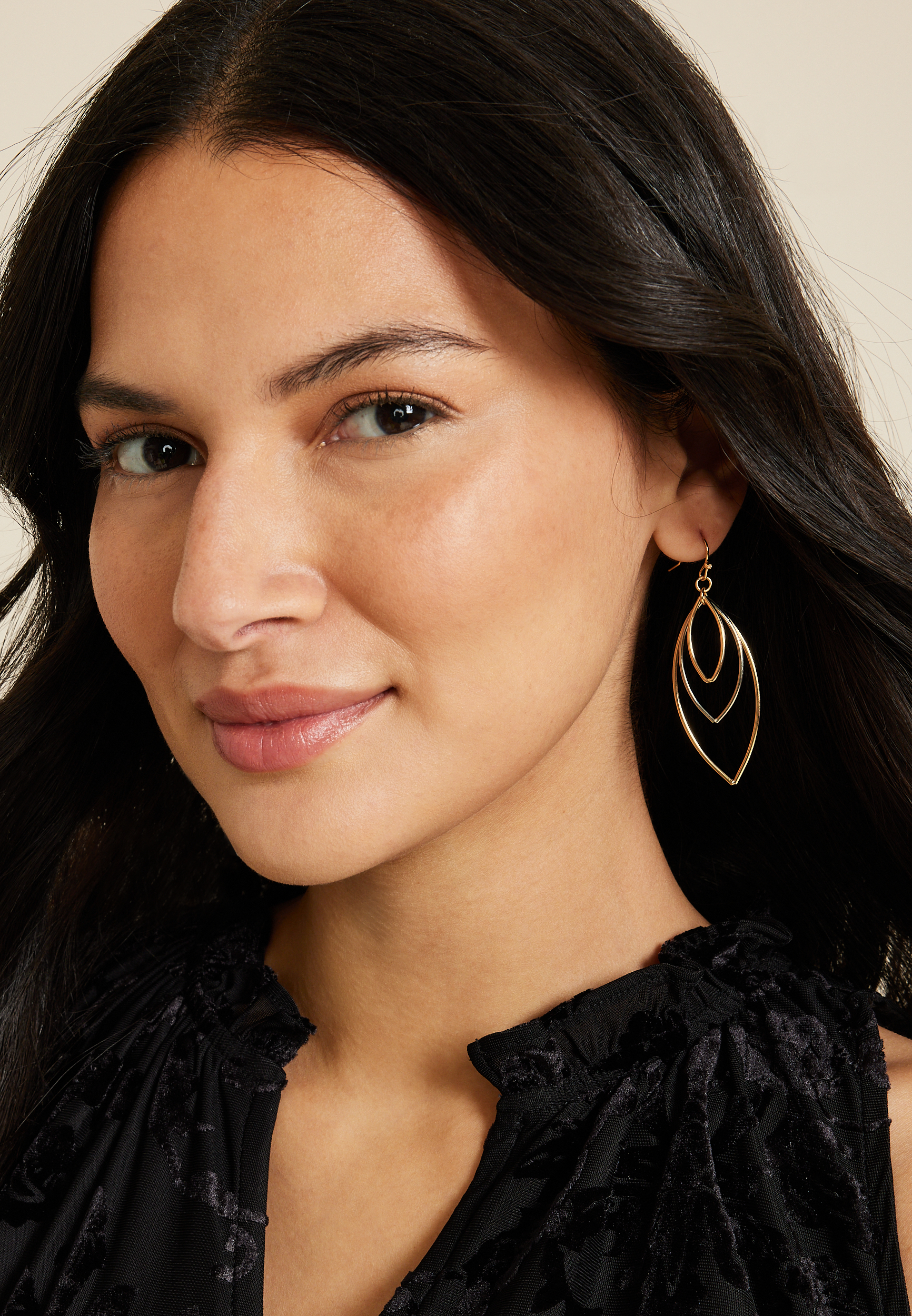 Mixed Metal Triple Teardrop Earrings, MULTI, large