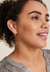 Metallic Silver Beaded Hoop Earrings, SILVER, small